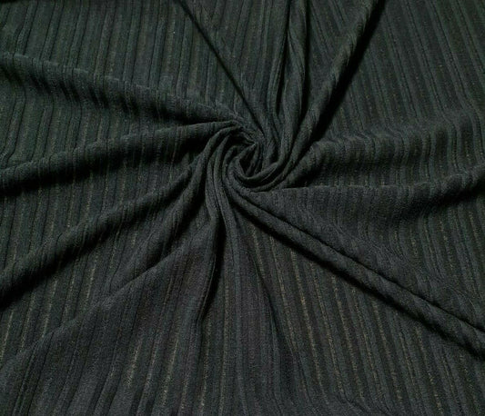 RIB JERSEY FABRIC BLACK STRETCH - SOLD BY THE METRE