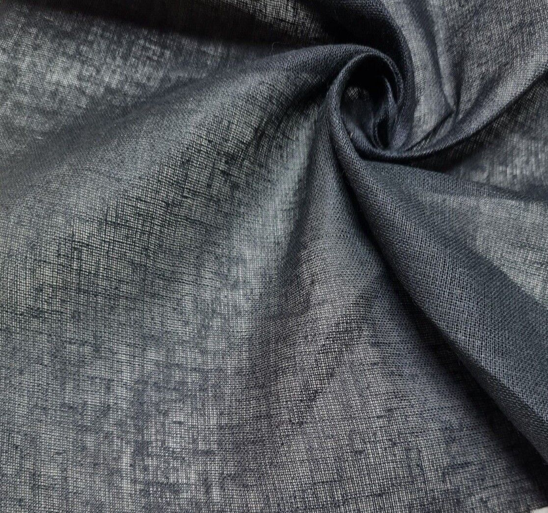 Thin Cotton Fabric  Linen Looking Black Colour 37" Wide Sold By Metre