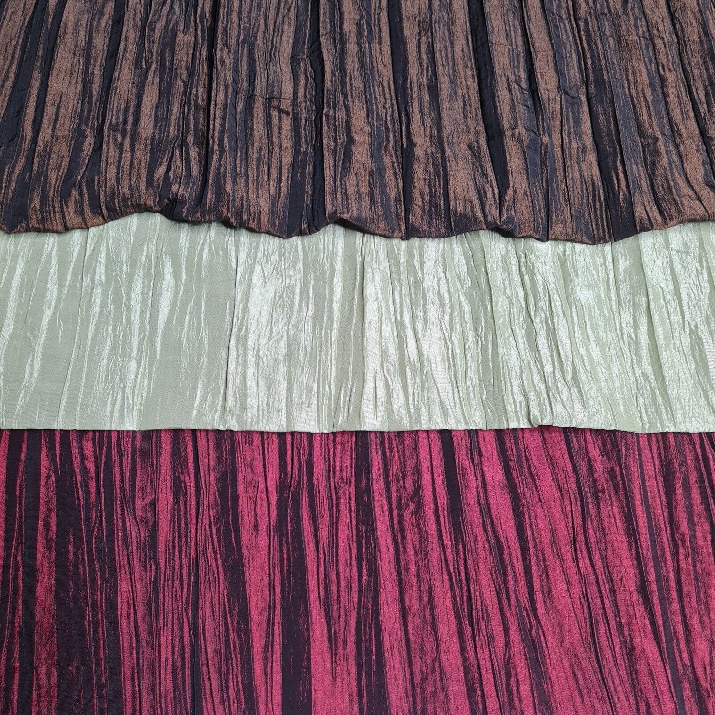 Crinkled Taffeta Fabric Light Green Burgundy And Brown Colours 51" Wide