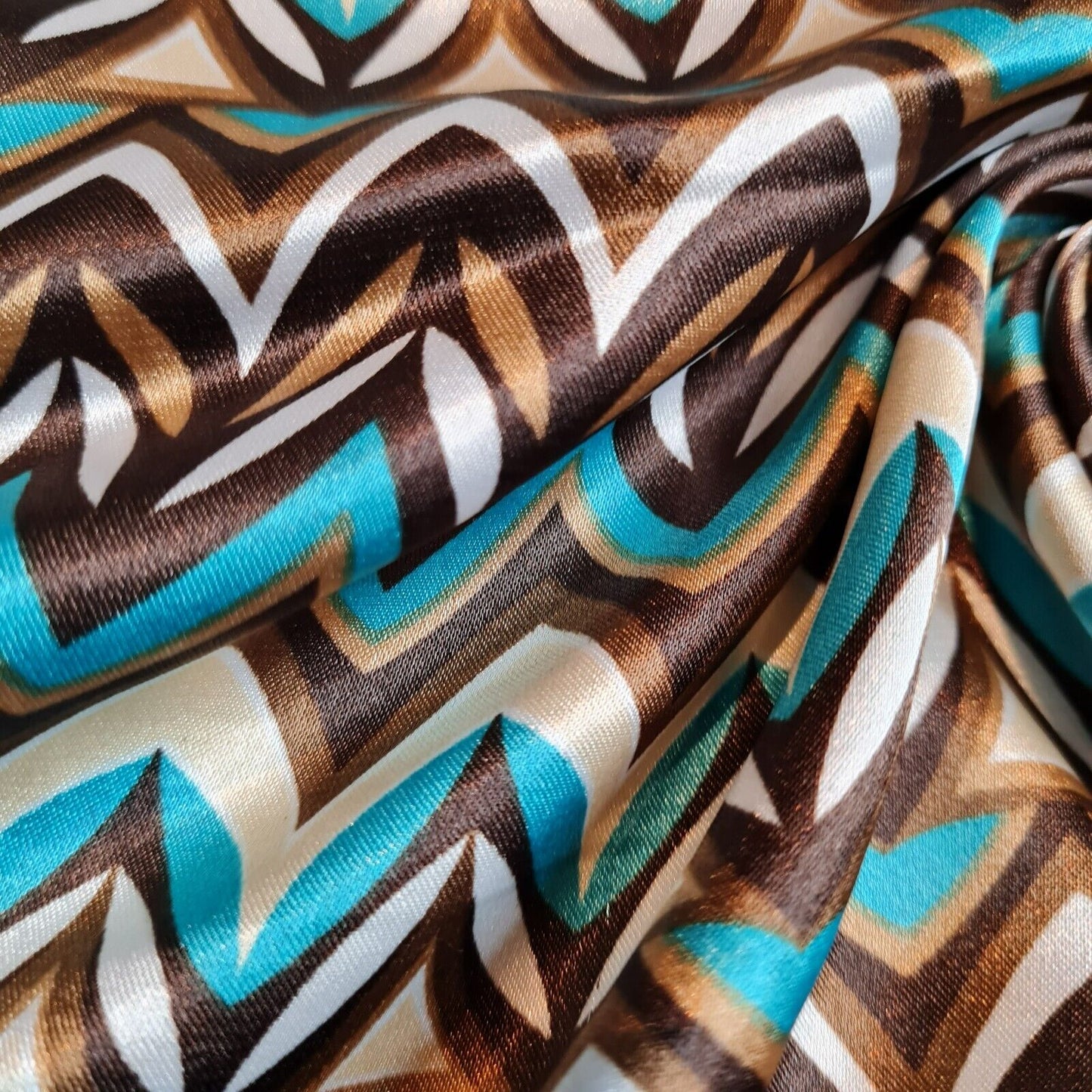 Stretch Satin Fabric Spotted And Chevron Printed 55'' Wide Sold By The Metre