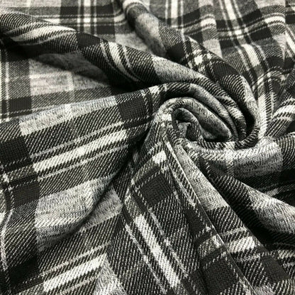 Checked Knit Jersey Fabric Grey Melange 55" Wide - 2 Variations