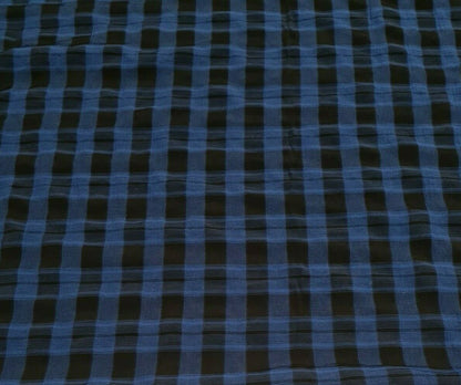 CHECKED VISCOSE FABRIC BLACK AND BLUE - SOLD BY THE METRE