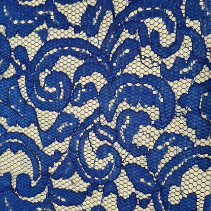 Lace Fabric Royal Blue Green And Navy Colours Non-Stretch 55" Wide Sold By Metre