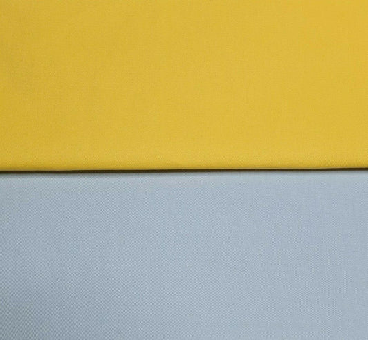 Cotton Gabardine Fabric Yellow and Light Blue 2 Way Stretch 47"