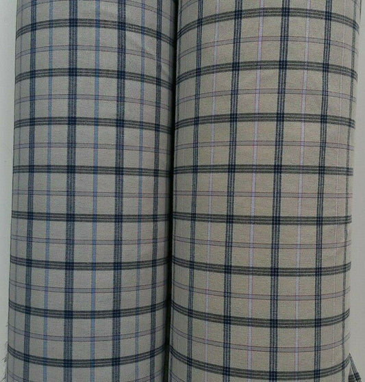 CHECKED STRETCH POLYCOTTON SHIRT FABRIC-2 COLOURS - SOLD BY THE METER