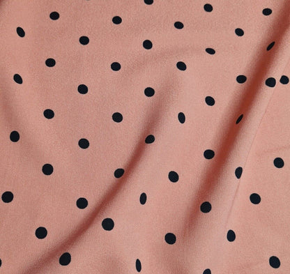 Crepe Fabric Black Spotted Old Rose Colour 55'' Wide By The Metre