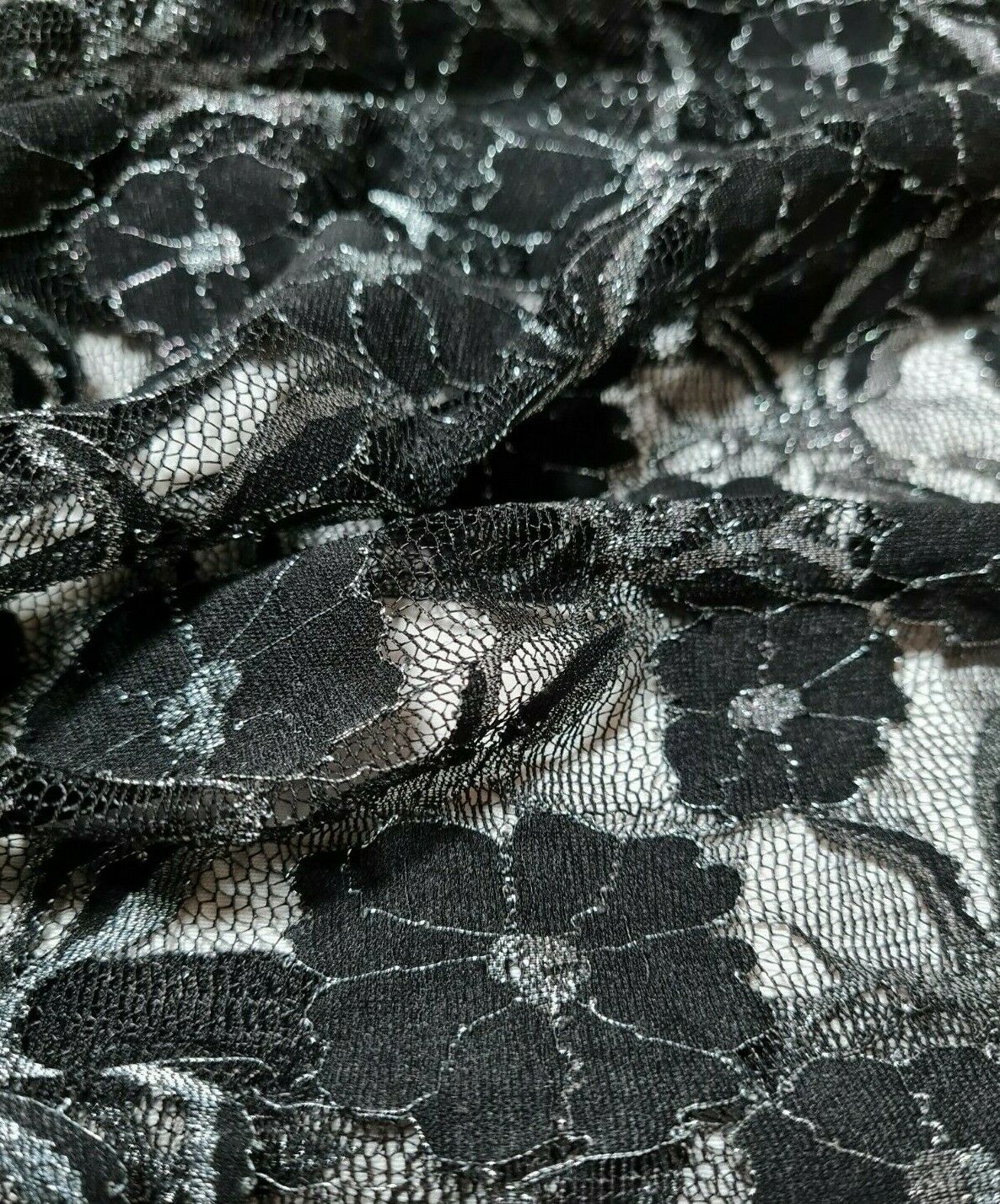 Black and silver lace fabric new arrivals