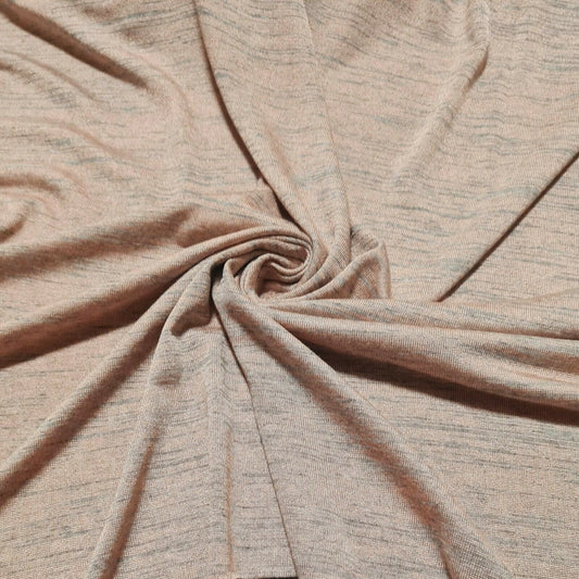 Knit Jersey Fabric Peach And Grey Melange Viscose Polyester Sold By The Metre
