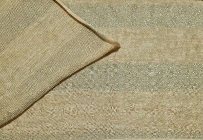 BEIGE COLOUR AND LUREX STRIPED THIN KNIT FABRIC - SOLD BY THE METRE