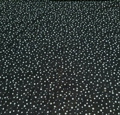 STRETCH MESH FABRIC BLACK COLOUR WITH WHITE SPOTS - SOLD BY THE METRE