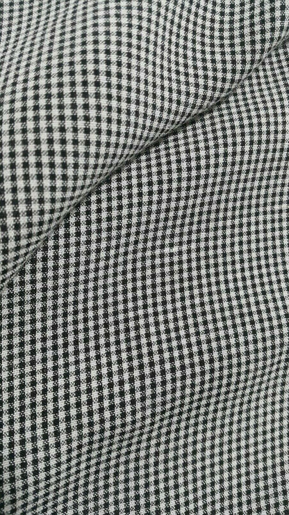 ECRU AND BLACK SMALL SQUARED VISCOSE/POLYESTER FABRIC-SOLD BY THE METER