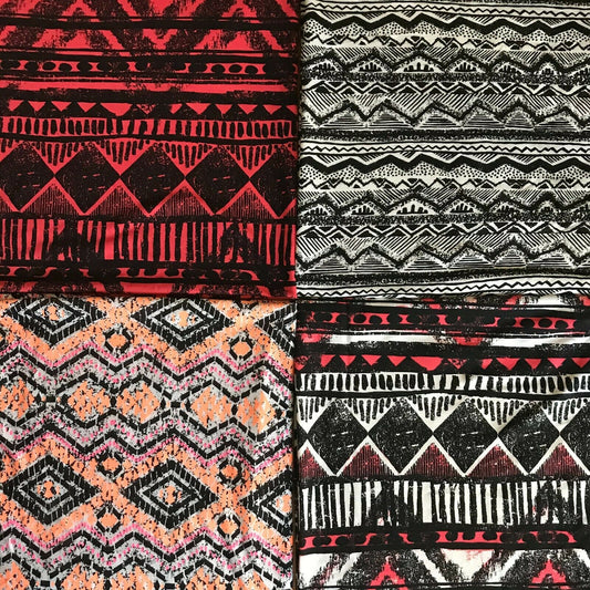 VISCOSE JERSEY FABRIC AZTEC PRINTED- SOLD BY THE METRE A1-114