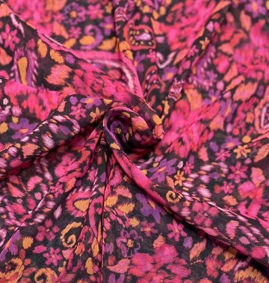 Chiffon Fabric Paisley Printed 55" Wide Sold By Metre