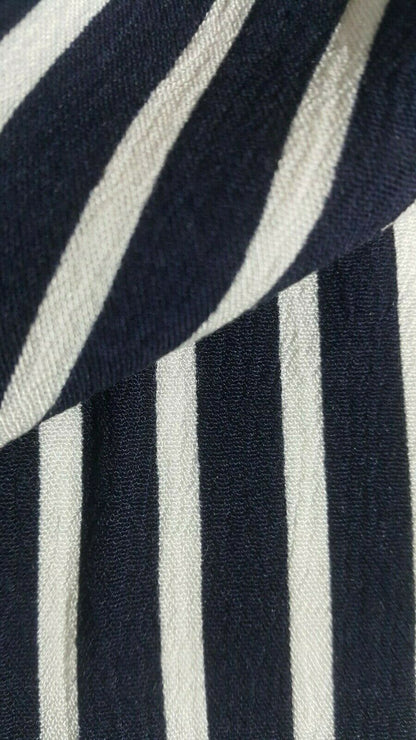 WHITE AND NAVY STRIPED 100% VISCOSE FABRIC - SOLD BY UNIT