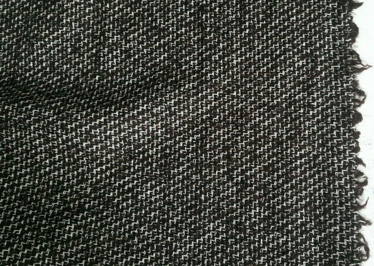 BLACK BROWN WHITE MELANGE COTTON/WOOL/ACRYL/NYLON MIX FABIC - SOLD BY THE METER