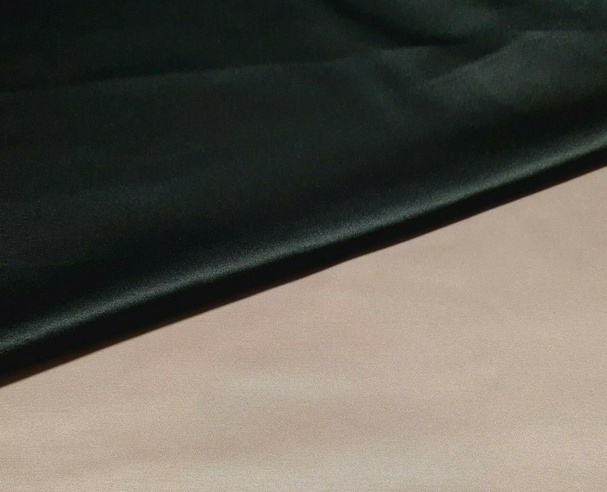 FABRIC SATIN STRETCH POLY COTTON BLACK AND TOASTED ALMOND COLOURS -BY METRE