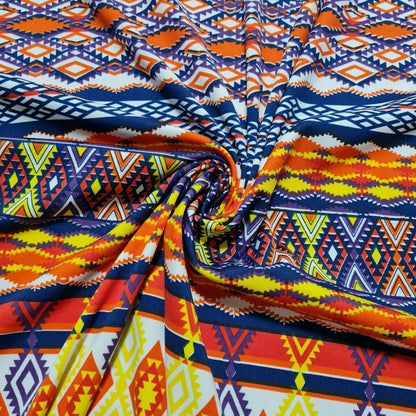 Jersey Lycra Fabric Multicolour Ethnic Aztec Printed 55" Wide Sold By Metre A1-129