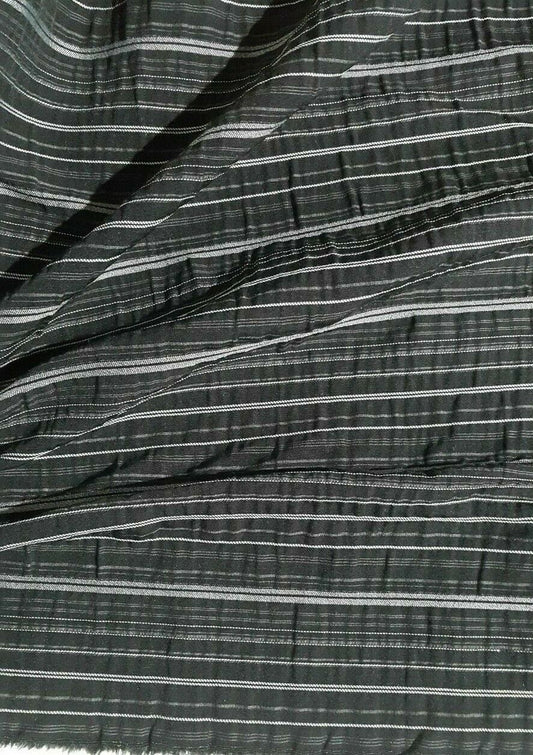 BLACK DRESSMAKING FABRIC STRIPED AND WAVY EFFECT-SOLD BY THE METER
