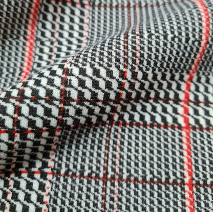 Jersey Ponte Fabric Checked Dressmaking Sold By The Metre