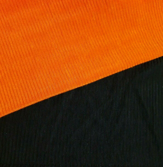 RIB JERSEY LYCRA FABRIC BLACK AND ORANGE COLOURS - SOLD BY THE METRE
