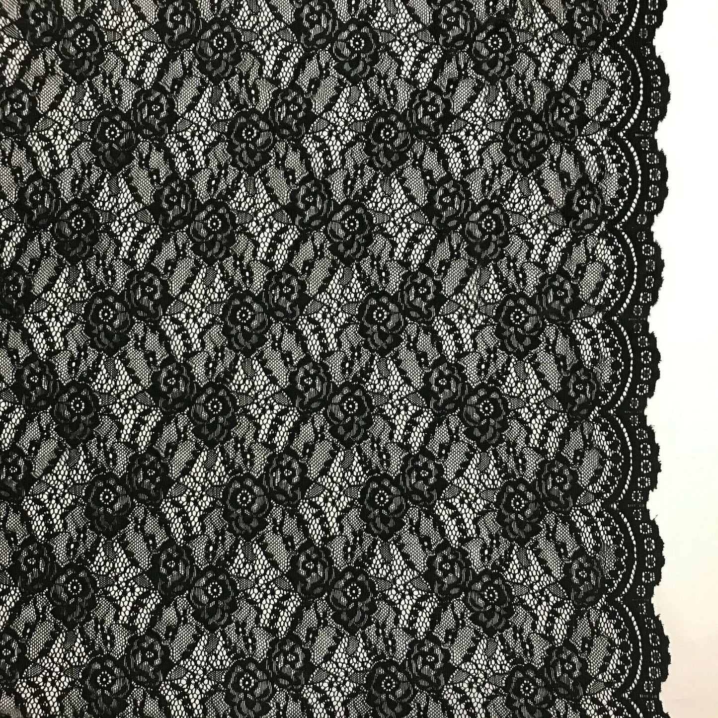 McKee Black Sunflower Re-Embroidered Stretch Lace - Lace - Other Fabrics -  Fashion Fabrics