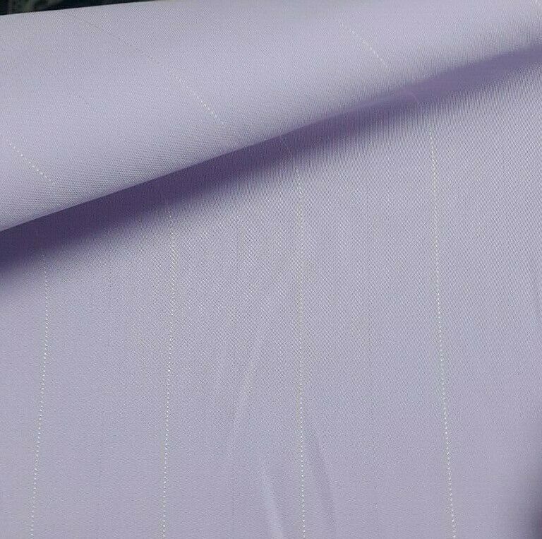 WHITE STRIPED LIGHT LILAC COLOUR GEORGETE FABRIC-SOLD BY THE METER