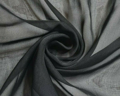 Pure Silk Chiffon Fabric Black Colour 51" Wide Sold ByMetre