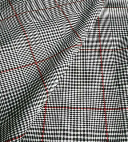 CHECKED STRETCH POLYCOTTON FABRIC-SOLD BY THE METER