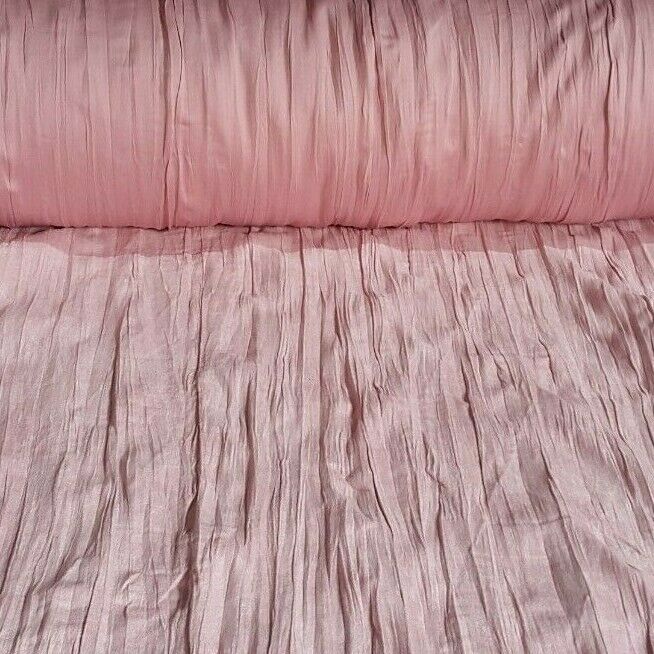 ROSE PINK CRINKLED VELOUR FABRIC - SOLD BY THE METER