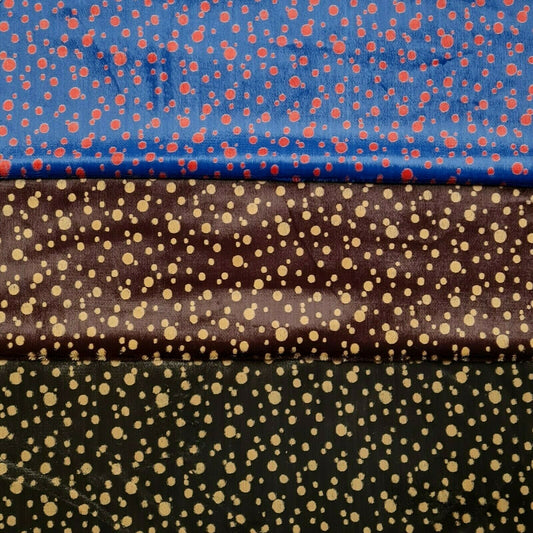Cotton Velvet Fabric Vintage Spotted Short Fur 33" Wide Brown Choco Blue Colours