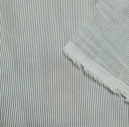 Cotton Voile Fabric Grey Striped White Colour 55" Wide