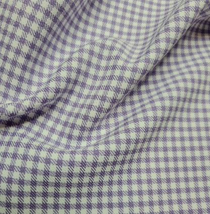 Polyviscose Fabric Mini Checked Lilac And White 55"Wide Sold By Metre