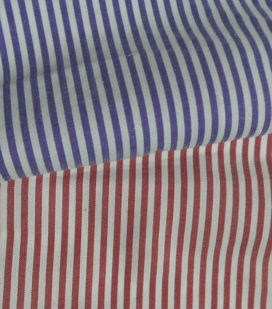 STRETCH SHIRT FABRIC WHITE AND RED-WHITE STRIPED -SOLD BY THE METRE