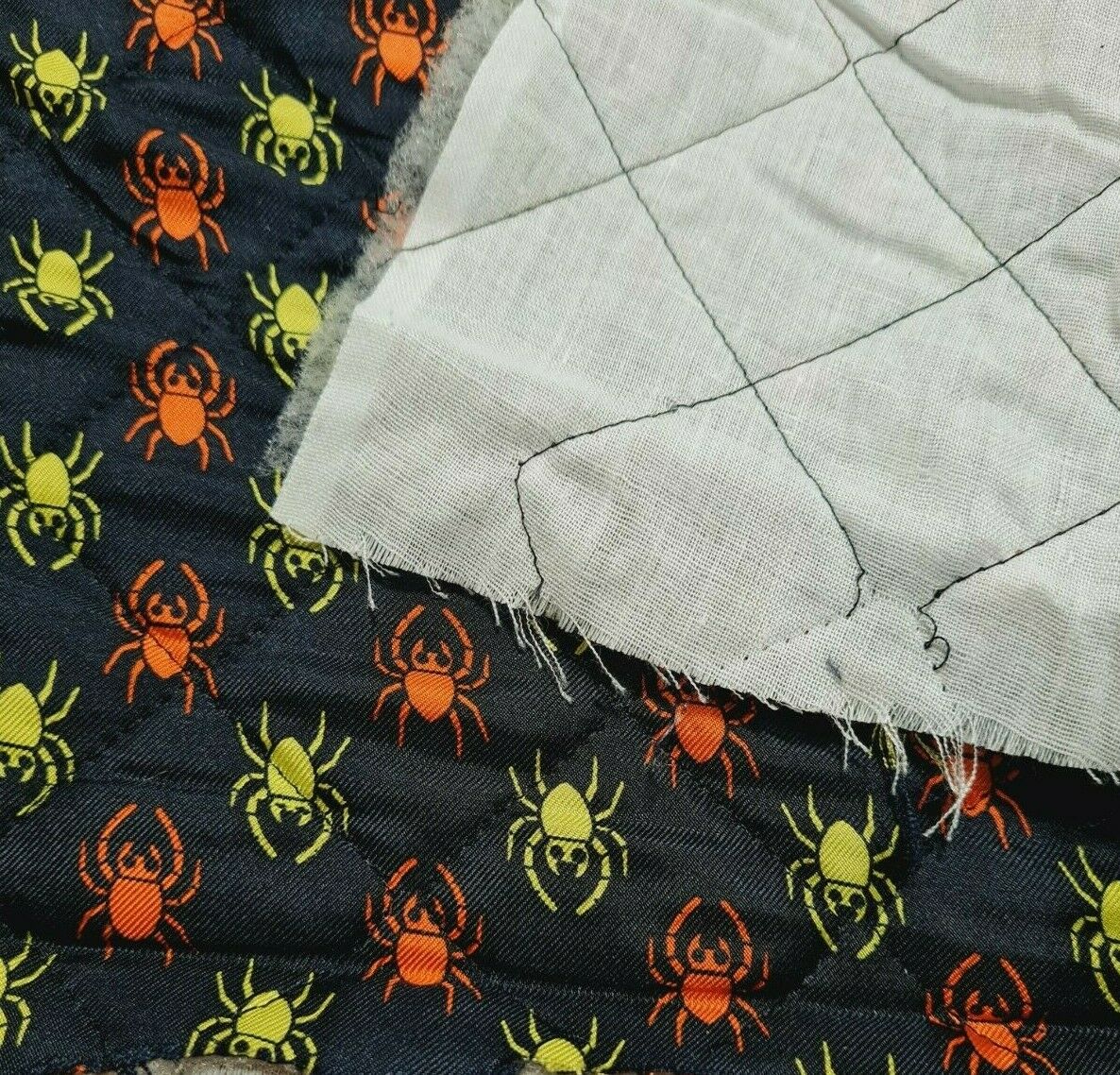 QUILTED FABRIC SPIDER PRINTED PURE SILK FACE - SOLD BY THE METRE