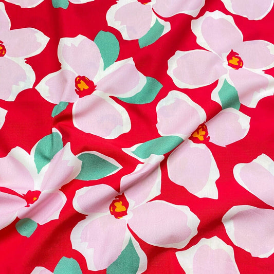 Cotton Popline Fabric Floral Printed Non Stretch 55" Wide