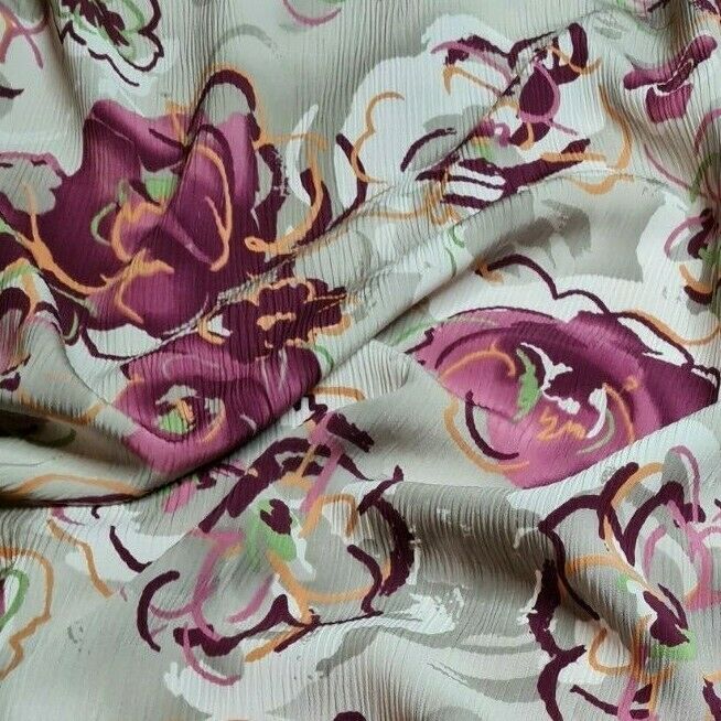 Crinkled Crepe Fabric Floral Printed 55" Wide Sold By Metre