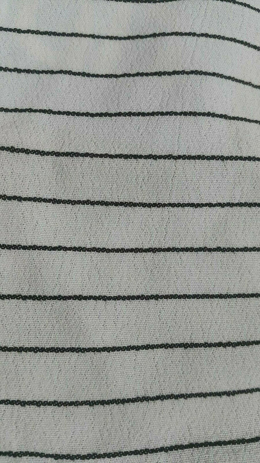BLACK STRIPED WHITE VISCOSE FABRIC - SOLD BY THE METRE