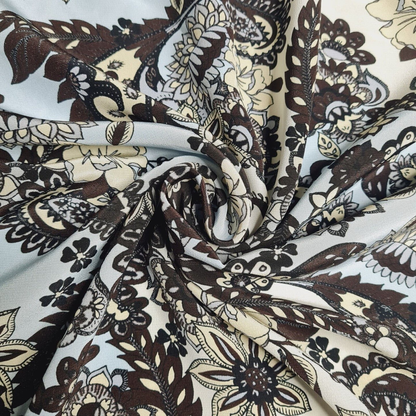 Pure Silk Crepe Fabric Floral Printed 53" Wide Sold By Metre