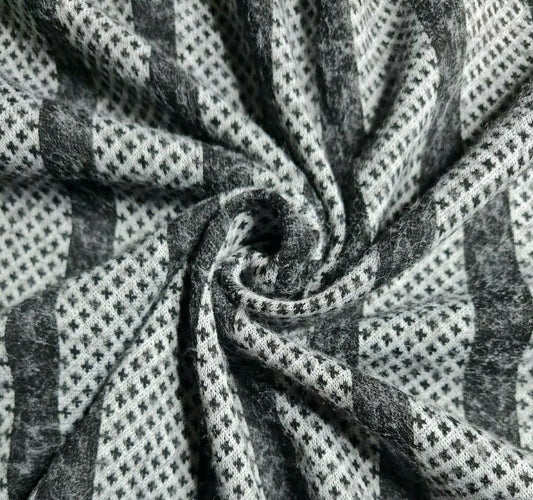 Brushed Knit Fabric Jersey Black and Grey 55"