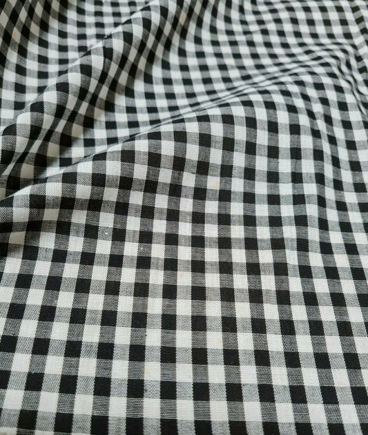 CHECKED POLYCOTTON FABRIC BLACK AND WHITE MINI-SOLD BY THE METRE