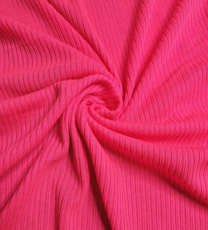 Rib Jersey Fabric Neon Pink Colour 2 Way Stretch 51" Sold By Metre