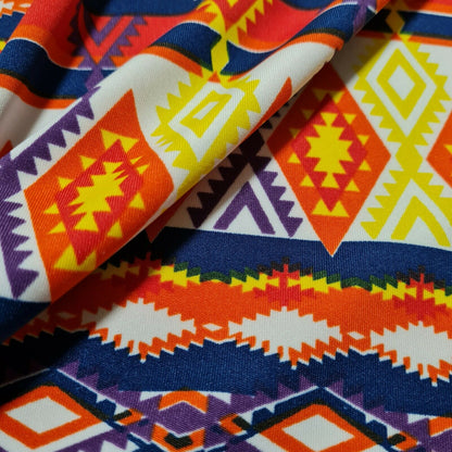 Jersey Lycra Fabric Multicolour Ethnic Aztec Printed 55" Wide Sold By Metre A1-129