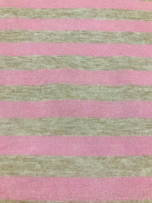 VISCOSE JERSEY FABRIC PINK AND BEIGE MELGANGE STRIPED THIN -SOLD BY METRE A1-190