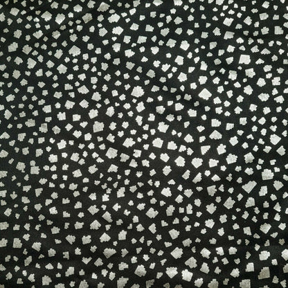 Satin Fabric Silver Spots Printed Black Colour 55" Wide Sold By The Metre