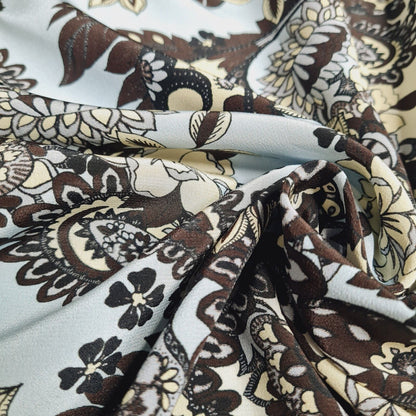 Pure Silk Crepe Fabric Floral Printed 53" Wide Sold By Metre