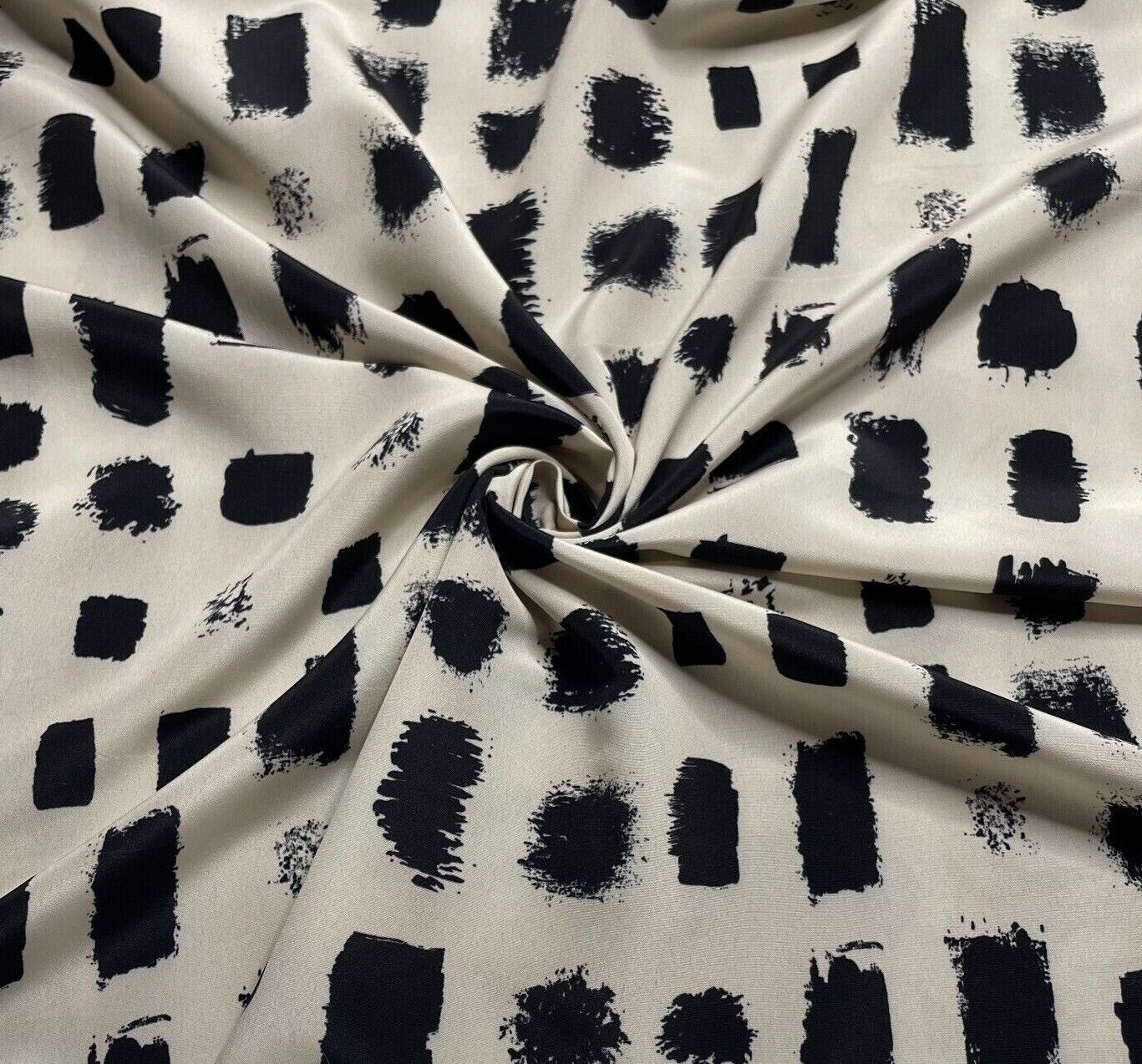 Crepe Fabric Black Printed Ivory Colour 55"