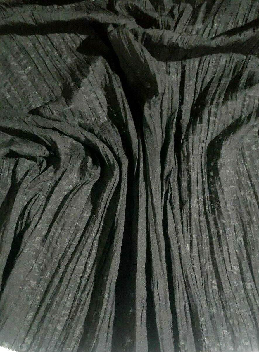 COTTON POLYESTER FABRIC PERFORARED AND CRINKLED BLACK COLOUR- SOLD BY METRE