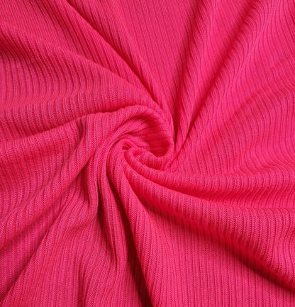 Rib Jersey Fabric Neon Pink Colour 2 Way Stretch 51" Sold By Metre