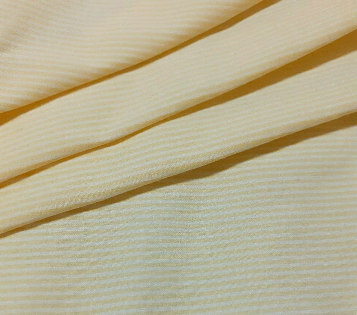 WHITE AND YELLOW NARROW STRIPED STRETCH SHIRT FABRIC - SOLD BY THE METRE