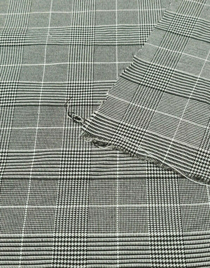 Dressmaking Fabric Viscose Mix Black And White Checked 2 Way Stretch 55" Wide